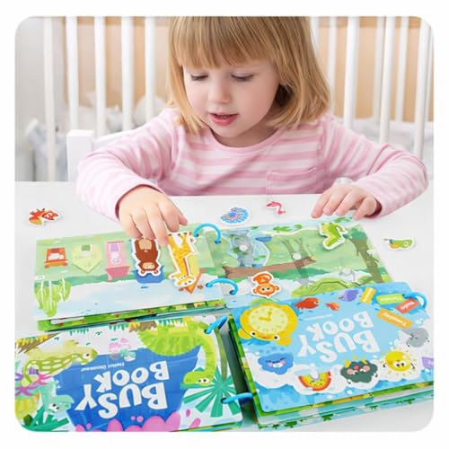 Image of Toddler Busy Book - Activity Binder for Kids 3+ Years | Montessori Learning Busy Board | Activity Book | Educational Toy | Easy to Carry Travel Book | Return Gift for Kids (Animal)