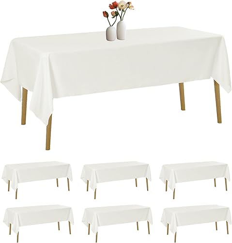 Paquete de 6 manteles rectangulares de 60 x 120 pulgadas, manteles de tela de poliéster lavable, resistentes a las manchas y a las arrugas, para