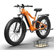 PUCKIPUPPY Electric Bike for Adults 960W, 48V 20AH Battery Adult Ebike, Full Suspension 26" Fat Tire E Bike, 28MPH 80Miles Range Mountain Electric Bicycle, 7 Speed, Hydraulic Disc Brakes