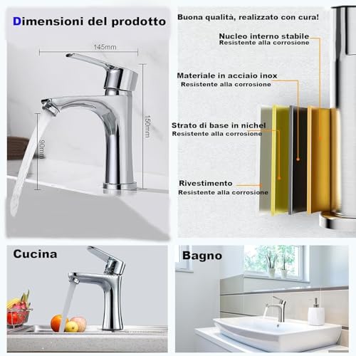 XWIHTR Stainless Steel Hot & Cold Bathroom Tap with Silent Ceramic Cartridge – Single-Handle Water-Saving Basin Tap for Washbasins & Kitchens (Brushed Finish) - Image 6
