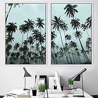 2 Piece Framed Canvas Wall Art Palm Tree Canvas Prints Home Artwork Decoration for Living Room,Bedroom - 16