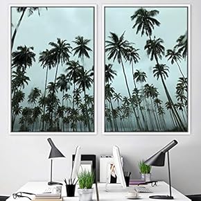 signwin 2 Piece Framed Canvas Wall Art Palm...