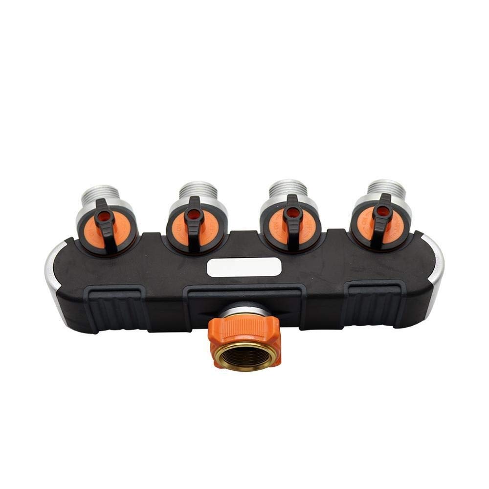 Adaptador de Conector de Manguera, 1 Pieza, Cabeza Hembra de 3/4 de Pulgada a Roscaho, Divisores de Manguera Deua de Jardín de 4 Vías con Válvula, Accesorio para Grifo de Tubería de Riegorícola