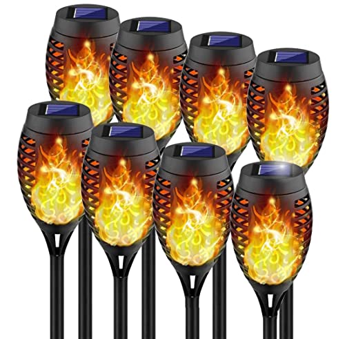 Highsam Solarleuchten außen garten,IP65 Wasserdicht draußen Solar Fackeln Flammenlicht, Auto EIN/Aus Solarlampen für Garten,Hof,Balkon,Auffahrt,Weg,Rasen,Hinterhöfe(8 Stück) Cover