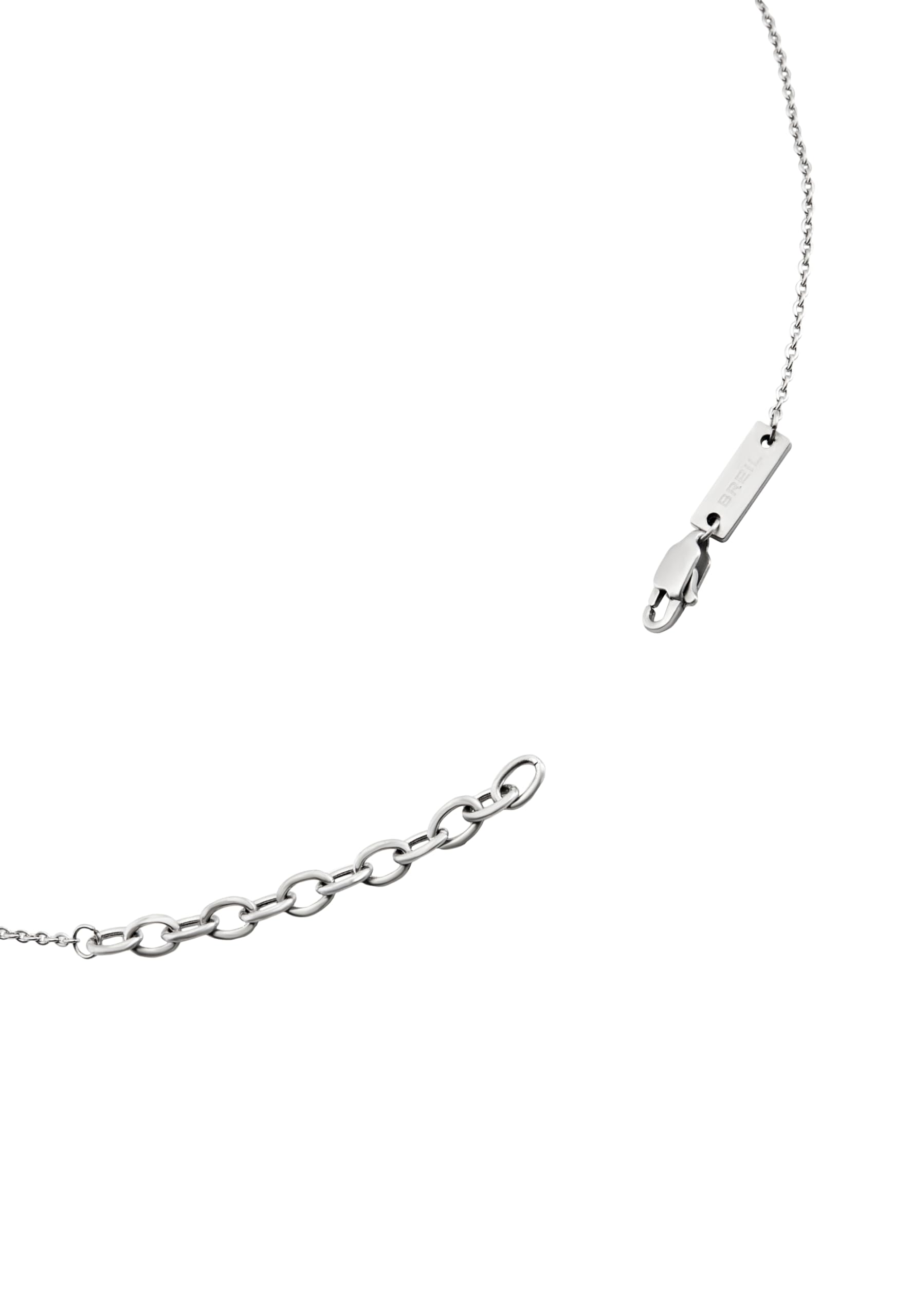 Breil, Collezione Galà, Collana Donna con Pendente in Acciaio Satinato con Diamante Bianco, Chiusura a Moschettone, Lunghezza Regolabile