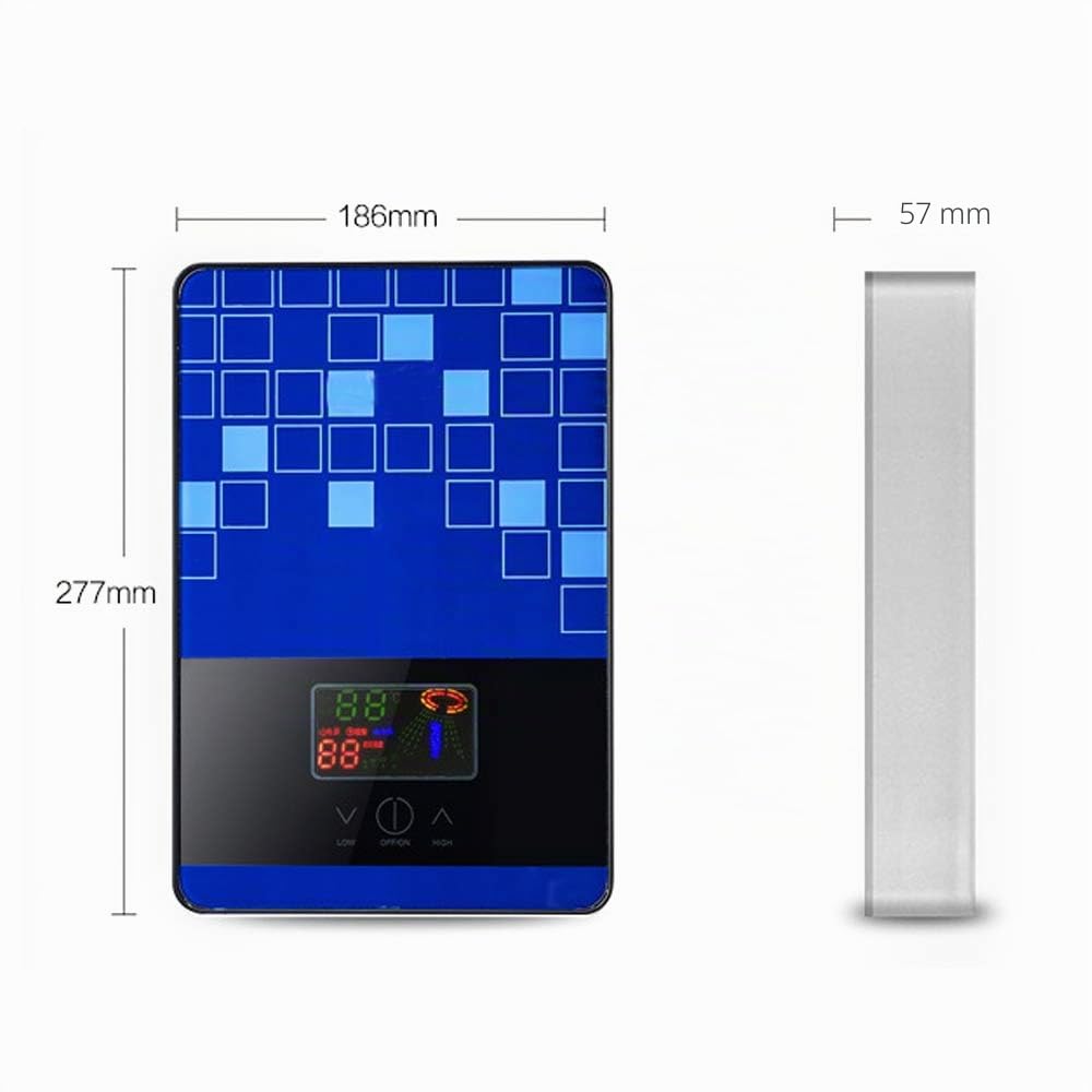 4500W Digital Elektrisch Durchlauferhitzer Tankless Bad Dusche Warmwasser, geeignet für Badezimmer, Friseursalons, Hotels, Schönheitssalons, Schulen, Krankenhäuser, 18.6 * 5.7 * 27.7cm (Blau)
