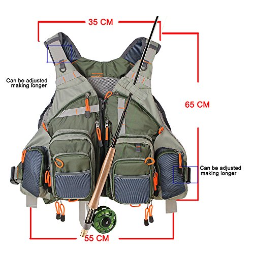 Image of Kylebooker Fly Fishing Vest Pack for Men and Women | Breathable Mesh, Multiple pockets, Adjustable Size, Lightweight, Backpack for Outdoor Trout Bass Fishing