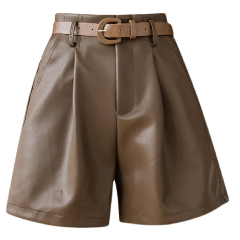 Short en cuir PU de qualité supérieure avec poches et ceinture