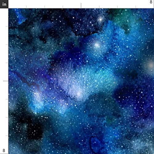Spoonflower Fabric - Galaxy Space Night Stars Watercolor Watercolour Abstract Printed On Fleece Fabric By The Yard - Sewing Blankets Loungewear And No-Sew Projects #TOP2