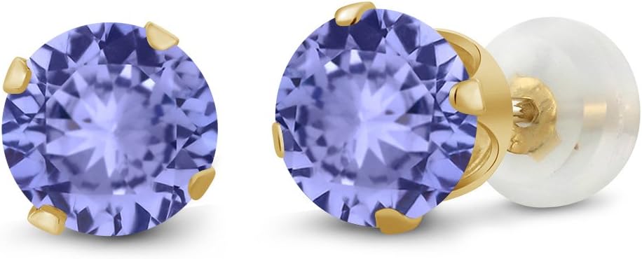 Gem Stone King 10K Yellow Gold Gemstone Birthstone Stud Earrings for Women Men | Round 6MM | Fine Jewelry Gifts for Her Him Mom Dad Wife