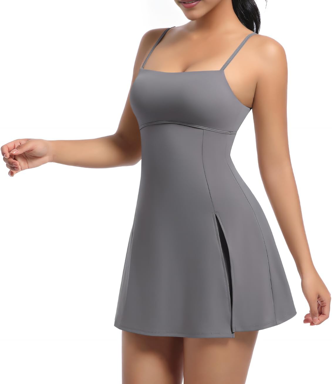 Women’s Tennis Dress – Spaghetti Strap Activewear Dress with Built-in Shorts, Athletic Outfit for Golf, Running & Casual