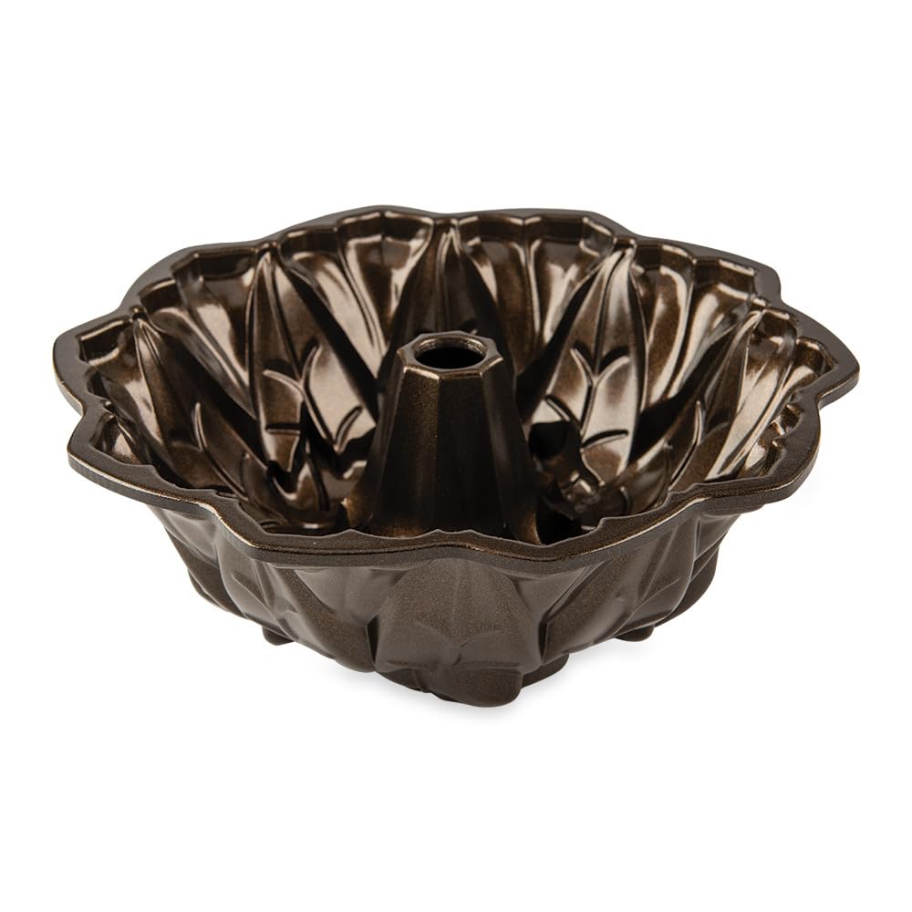 Nordic Ware - Moule à gâteau, moule à pâtisserie au design élégant - Moule à gâteau Bundt Feuilles d'automne Bronze - Revêtement antiadhésif - Fonte d'aluminium