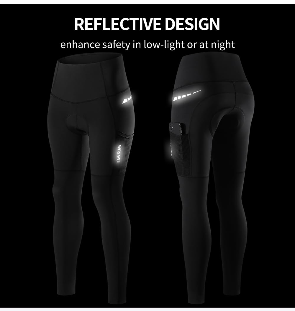 WOSAWE Pantaloni da Ciclismo da Donna Gel Pad Mountain MTB Pantaloni da Bici Ciclismo Lungo Calzamaglia da Ciclismo Pantaloni da Bicicletta da Corsa Anti-Sudore