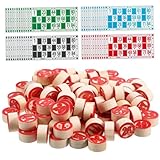 Tombola-Spiel, russisches Lotto, Brettspiele, pädagogisches Familien-Bingo-Spielset, enthält 48 Bingokarten und 90 Holzschach für Erwachsene, Kinder, Familienaktivitäten im Klassenzimmer, Set