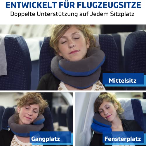 BCOZZY Nackenkissen Für Reisen, Bietet Doppelte Unterstützung Für Kopf, Nacken Und Kinn In Jeder Schlafposition Auf Flügen, Im Auto Und Zu Hause, Bequemes Flugzeug-Reisekissen, Größe Large, Blau - Image 4