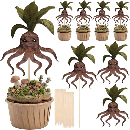 Tinlade 36 Pcs Mandrake Cupcake Toppers Picks Magical School Cake Decor