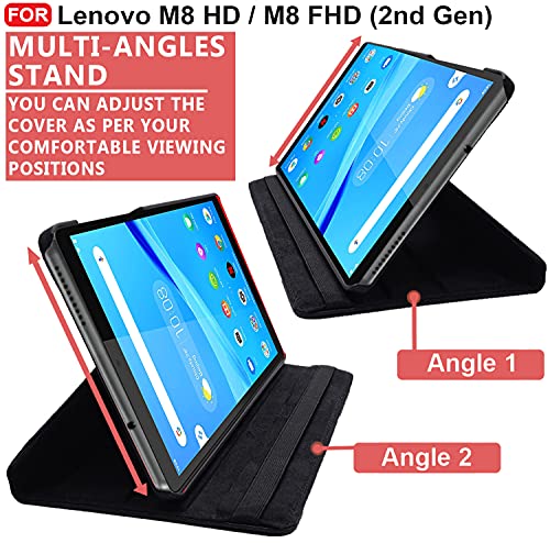 Image of CEDO Lenovo Tab M8 HD / M8 2nd Gen FHD (8 inch) Flip Cover | Leather Finish | 360 Degree Rotate Flip Cover | Back Cover Case for Lenovo Tab M8 HD / M8 (2nd Gen) FHD (8 inch) TB-8505 X /F /N (Black)