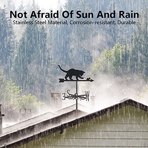 Znel Weathervane Roof Mount Dog And Cat Ornament, Direction Indicator Outdoor Garden Decor Farmhouse Decorative, Wind Vane Weathercock Easy To Assemble,Cat & Mouse #TOP3
