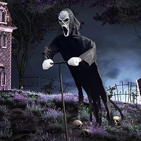 Halloween Decorations Scream Scarecrow,The New Flying Scary Ghostface Witch,Hanging Ghost of Death, Swaying in The Wind, Garden Porch Yard and Tree Horror Theme Halloween Party Supplies Props Cover