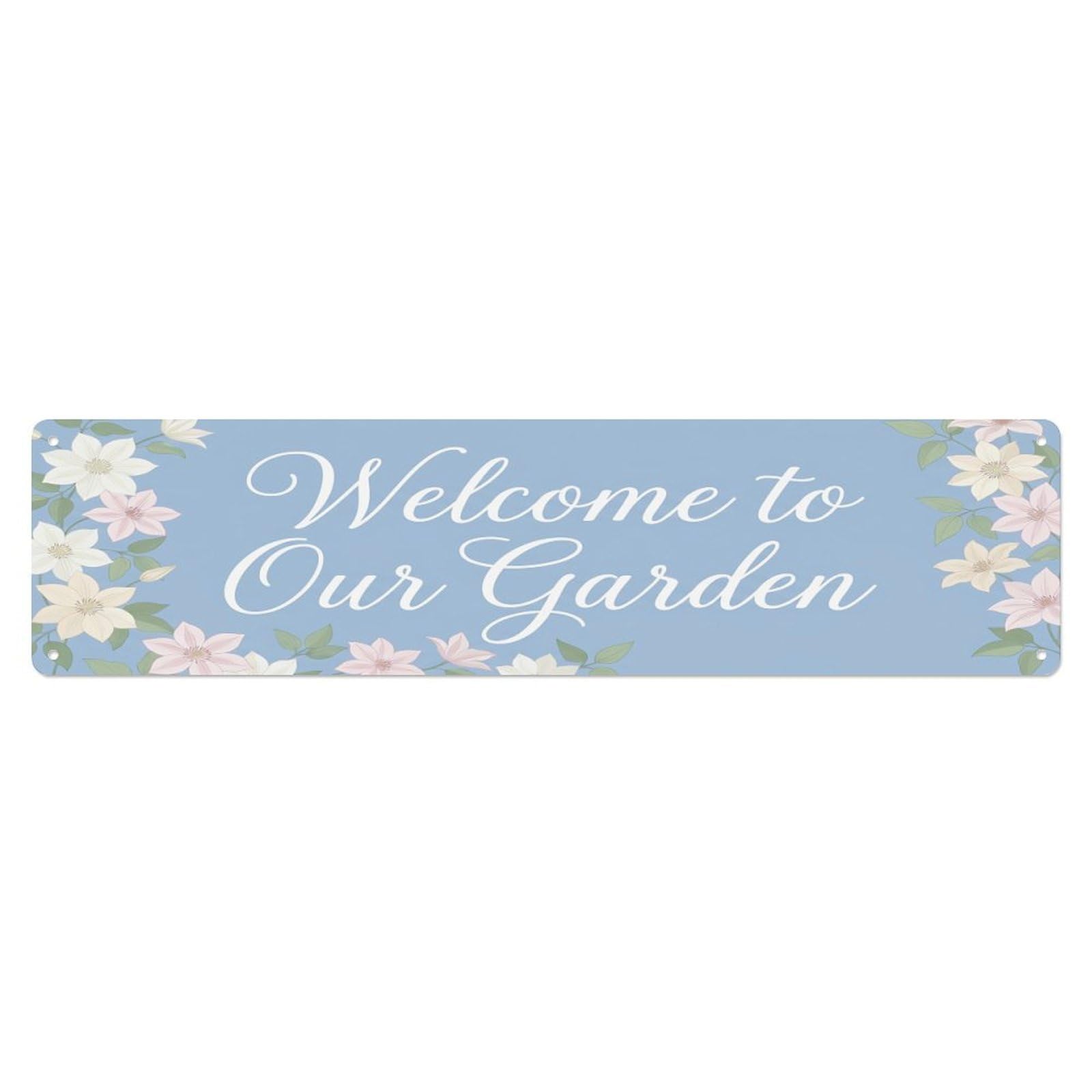 Vintage Welcome to Our Garden Clematis Vine Metal Tin Sign