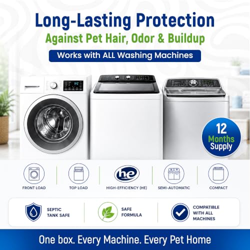 Image of True Fresh Deep Clean Washing Machine Cleaner Enzyme Pet Hair Dissolver | Formulated for Pet Owners - Neutralizes Dog & Cat Urine Odors - HE, Front & Top Load Washer Compatible, Unscented, 24 Tablets