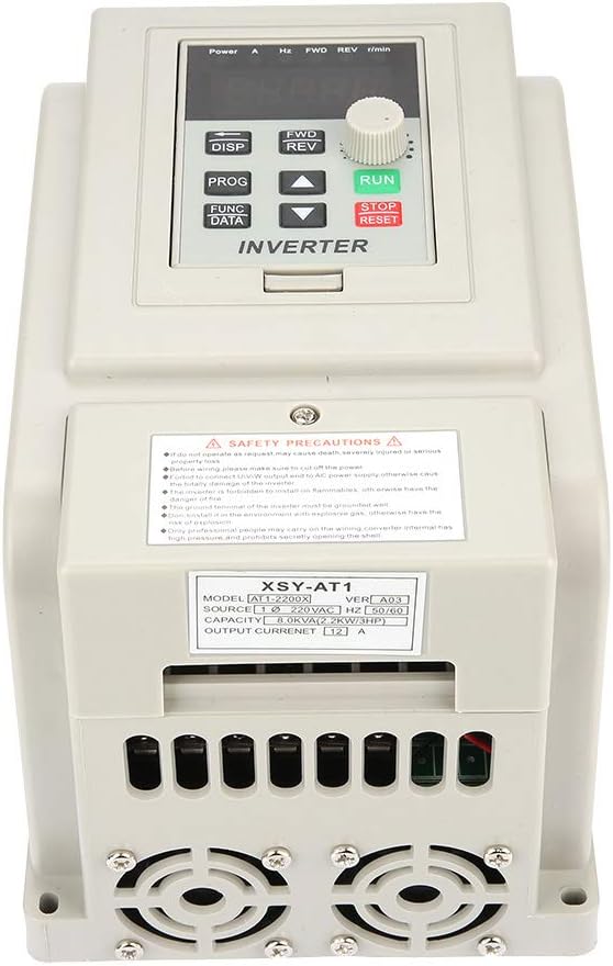 3HP 2.2kW AC 220V Single-phase VFD Drive Inverter Single to 3 Phase Professional Variable Frequency Drive Speed Controller AT1-2200X for 3-phase 2.2kW AC Motor