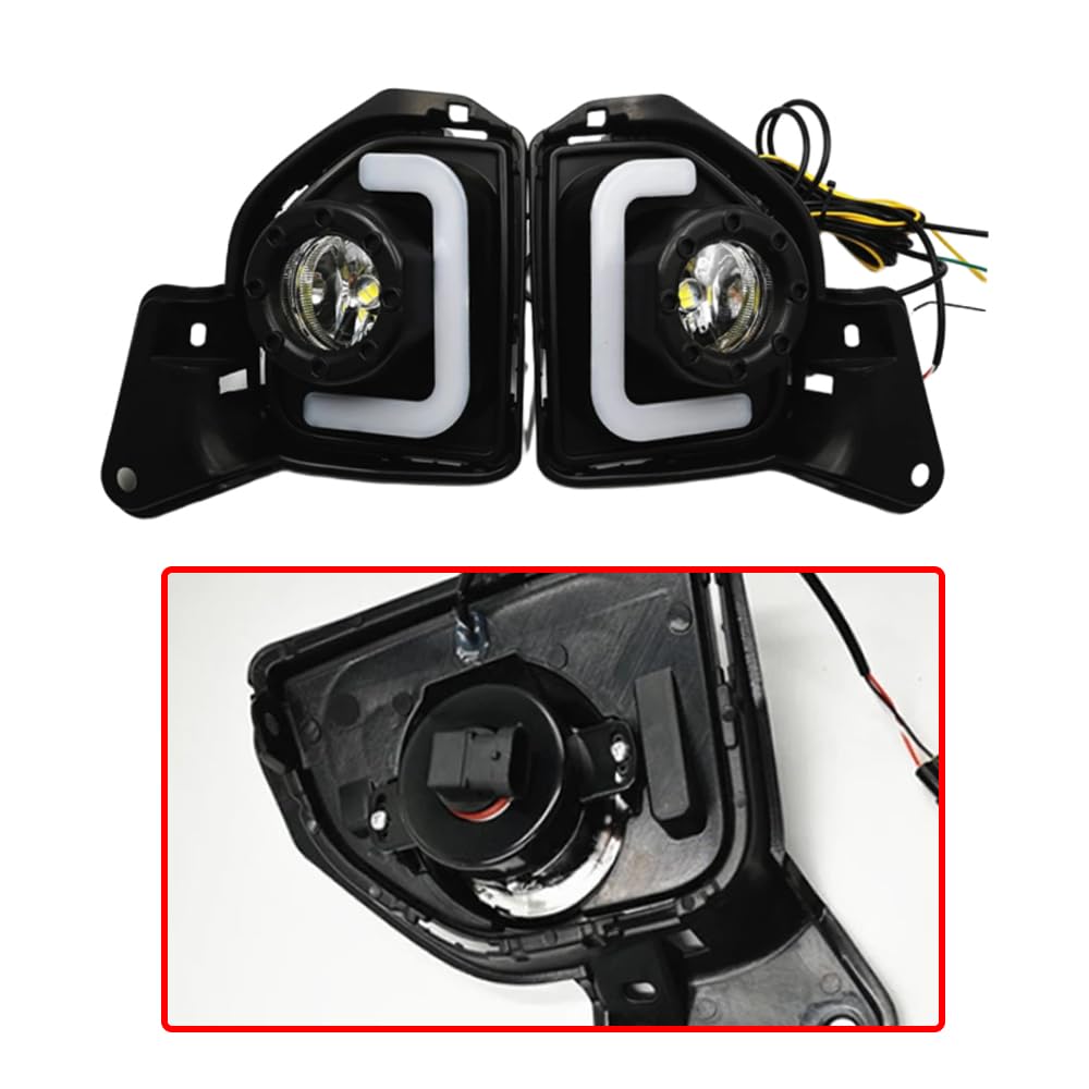 Luces de circulación diurna Riloer, luz LED ámbar + blanca, luz de advertencia para automóvil, indicadores de luz de emergencia de 12 V compatibles con Toyota Hiace 2014-2018