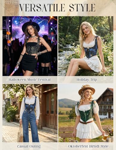 Image of Scarlet Darkness Corset Tops for Women Renaissance Underbust Corset Boned Lace Up Corsets