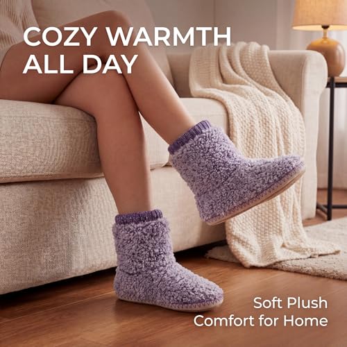 Image of Cozylook Women's Boot Slippers Warm Fuzzy Indoor Slippers Non Slip | Plush-lined ankle coverage, non slip bottoms for indoor floors, multiple US sizes, machine wash cold, do not tumble dry