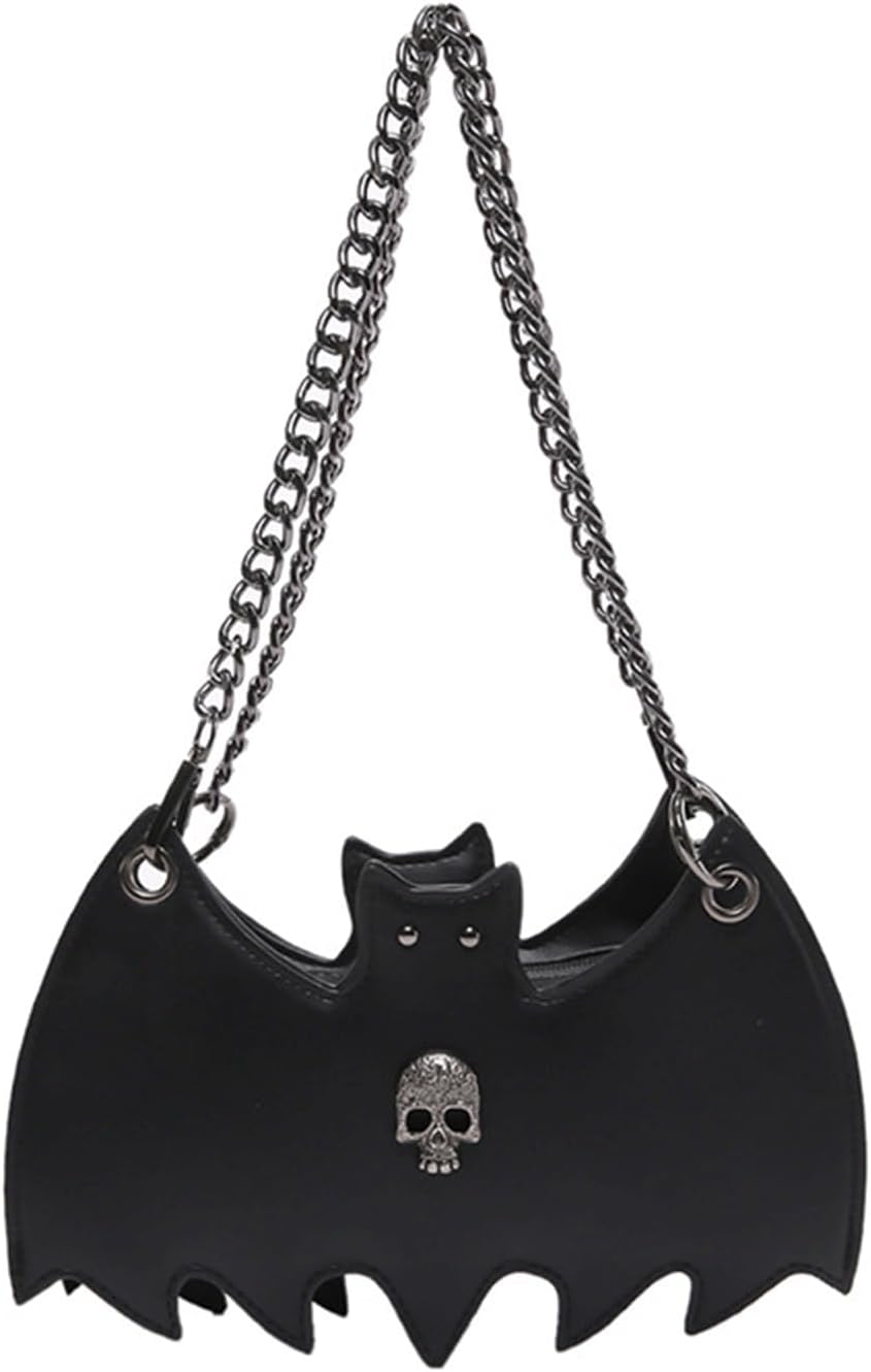 Halloween Purses for Women Cute Novelty Bat Shaped Shoulder Bags with Chain Strap Stylish Festival Handbag