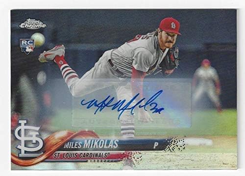 Miles Mikolas Autographed Rookie Card Collectible Baseball Card - 2018 Topps Chrome Update Baseball Card #HMT7 (St. Louis Cardinals) Free Shipping