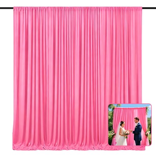 Image of 2 Panels Deep Pink Backdrop Curtain, 10 x 10 Feet Polyester Background Curtains for Parties, Weddings, Baby Showers, Halloween, Christmas, Birthday Party Photoshoot Backdrop Curtains Decorations
