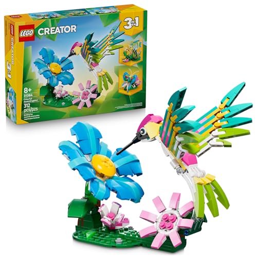 LEGO Creator 3 in1 Wild Animals: Colorful Hummingbird Building Toy for Girls, Boys, & Kids, Ages 8+ - Build a Bird, Butterfly, or Tropical Fish - Gift Idea for Birthdays - 31384