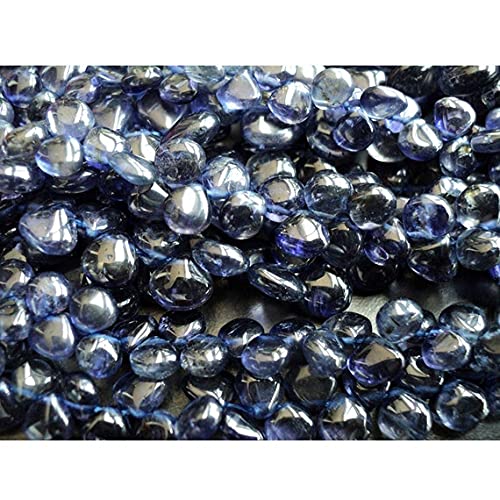 Perles de iolite briolettes LKBEADS en cœur facetté de 6mm au reflet violet unique