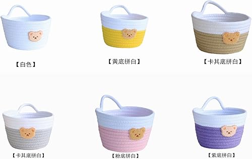 Miniatura 7 de Kawaii - Organizador de escritorio para brochas de maquillaje, organizador estético de escritorio, cesta tejida (blanco)