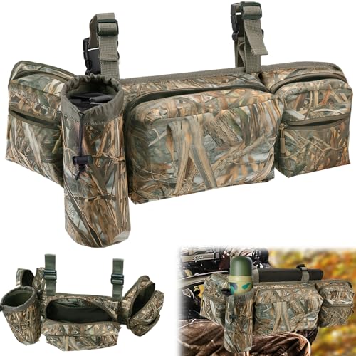 ANPHSIN Large Capacity Tree Stand Hunting Bag with 6 Pouches - Camouflage Tree Stand Accessories Front Storage Pack Bag with Bottle Pouch for Climbing or Ladder Stands Deer Hunting
