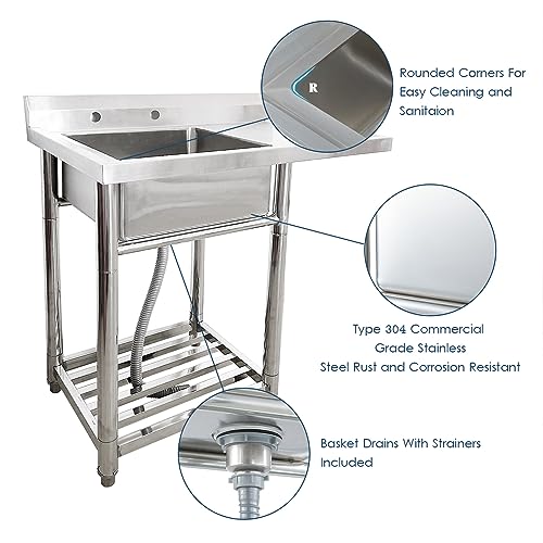 Évier utilitaire en acier inoxydable pour restaurant et poste lavage mains - 4