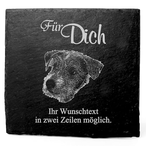 Deko Schiefer Untersetzer personalisiert Kromfohrländer - Für Dich - 11x11cm Schwarz Bierdeckel Tischdeko Bieruntersetzer Weinuntersetzer