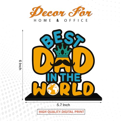 Image of Artvibes Best Dad in the World Quotes Table Decor for Office Desk | Home Decoration Items | Living Room | Modern Art Wooden Showpiece Decorative Gift item (SP 1190)
