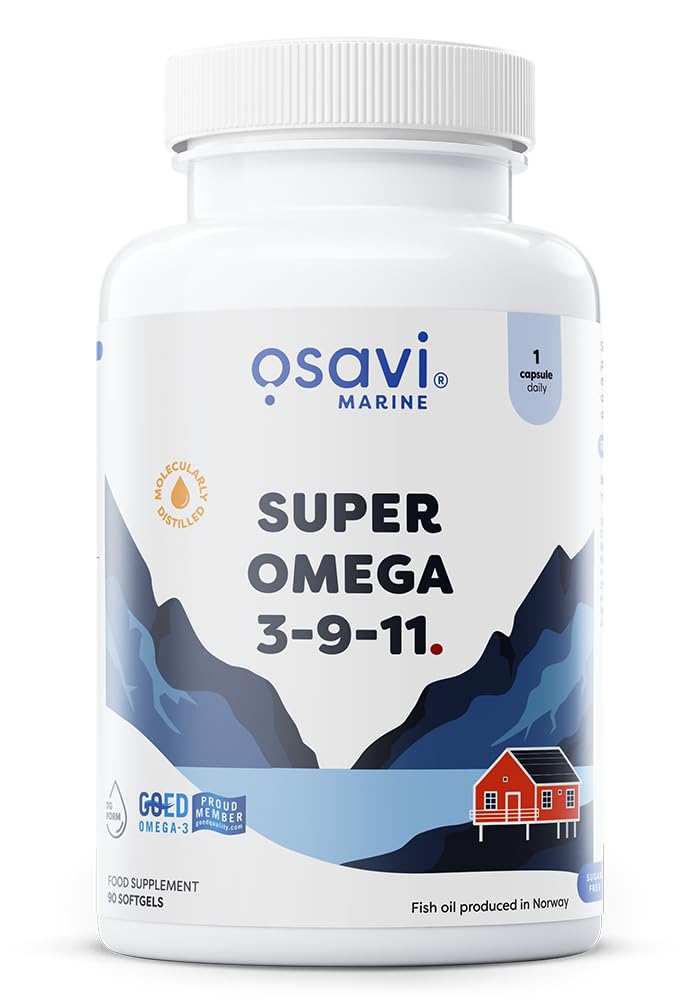 Osavi Super Omega 3-9-11 mit EPA und DHA, Hochwertiges EPAX Fischöl mit Gondolsäure und Cetolsäure, Unterstützung für Herz, Gehirn und Sehkraft, Nahrungsergänzungsmittel, 90 Softgel-Kapseln