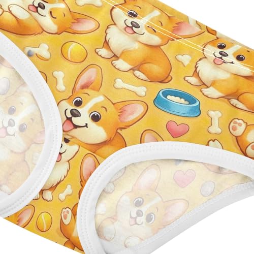 Joisal Cute Cartoon Dogs Yellow Little Girl Panties Toddler Girls Underwear Cotton Stylish Undies Kids Briefs 2t4