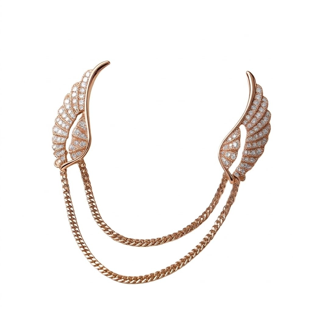 Chekhi Silver Wing with Chain Brooch for Men | Stylish Lapel Pin for Blazer, Designer Suit, Coat & Wedding-image-10