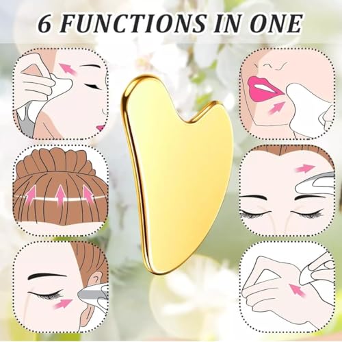 Image of Heart Shape Gold plated gua sha stainlesss steel massage tools for face and body