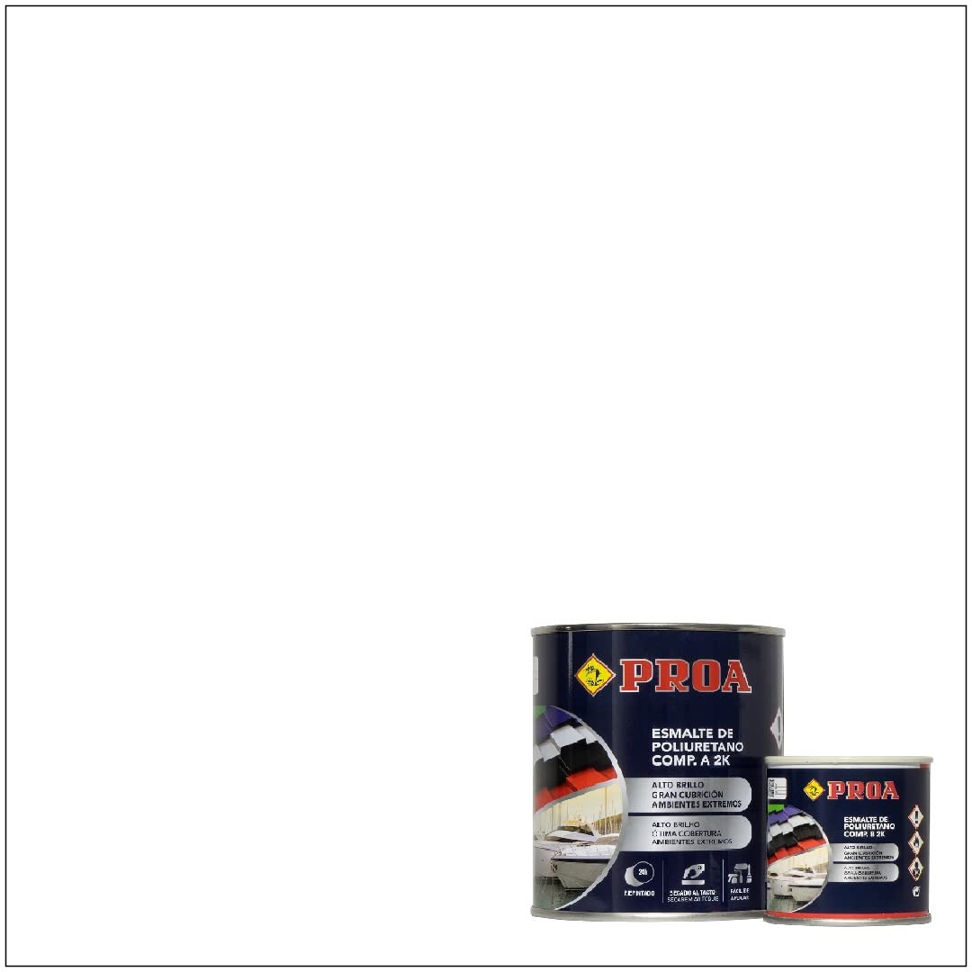 ESMALTE POLIURETANO DOS COMPONENTES BRILLANTE. Blanco. 750ML+100ML. Excelente adherencia para pintar sobre hierro, fibra, cristal.