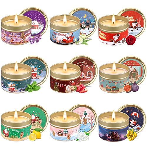 AMAYGA Duftkerze Aroma Kerzen,9 Stück Duftkerzen Geschenk Set,Aromatherapie Natürliches Sojawachs Aroma Kerze,für Weihnachten,Geburtstag,Muttertag,Valentinstag,Hochzeiten Cover