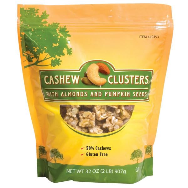Premium Raw Cashew Clusters, All Natural, 2 Pounds, Ambient Temperature Rated