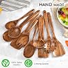 Wooden Spoons for Cooking, 10 Pcs Natural Teak Wood Kitchen Utensils Set, Comfortable Grip Wooden Utensil Set for Nonstick Pans & Cookware, Heat Resistant Wooden Spoons Wooden Spatulas Set #5