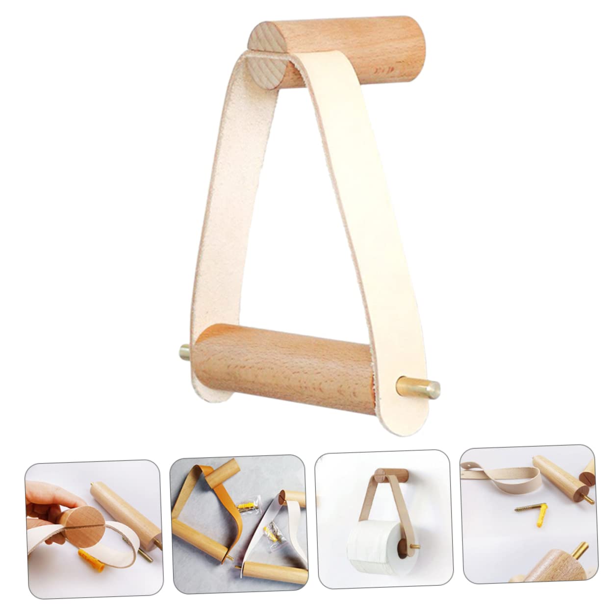 DOITOOL 3 Piezas Soporte Higiénico de Madera con Colgador de Pared Diseño Rústico y Práctico para Baño y Cocina Almacenamiento Compacto para Toallas
