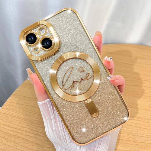 Image of ZIYE Magnetic Case Designed for iPhone 15 Glitter Case-Gold