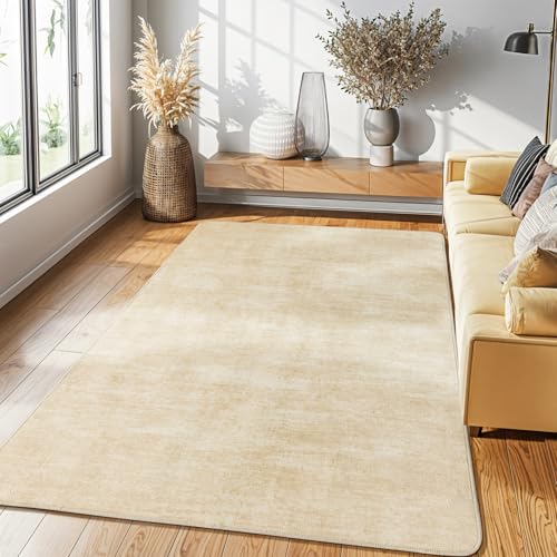 Washable Rug 5x7 Area Rugs for Living Room - Stain Resistant Non-Slip Backing Boho Rug for Bedroom,Durable & Ultra-Thin Vintage Large Area Rug(5x7,Beige)